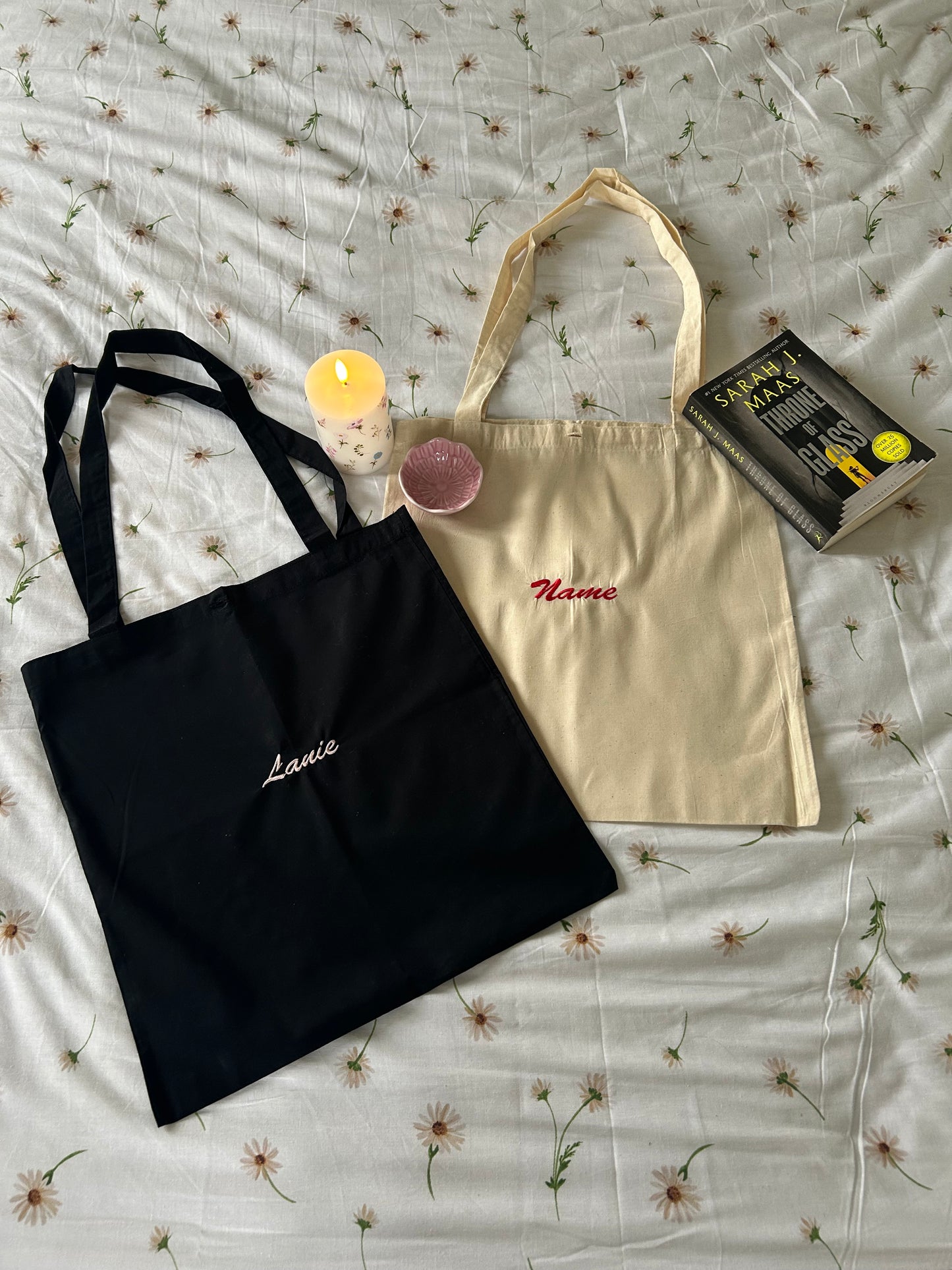 Personalised embroidered tote bag