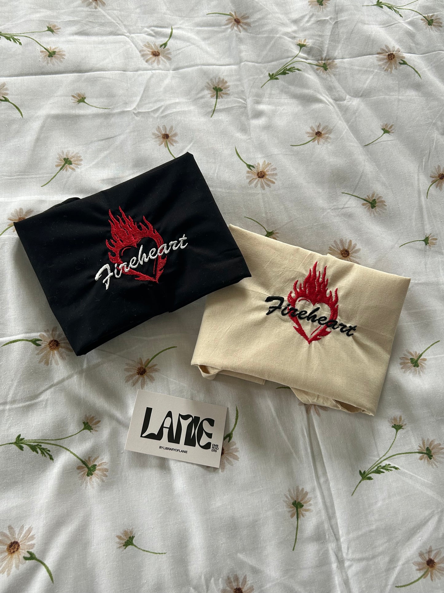 “Fireheart” embroidered tote bag