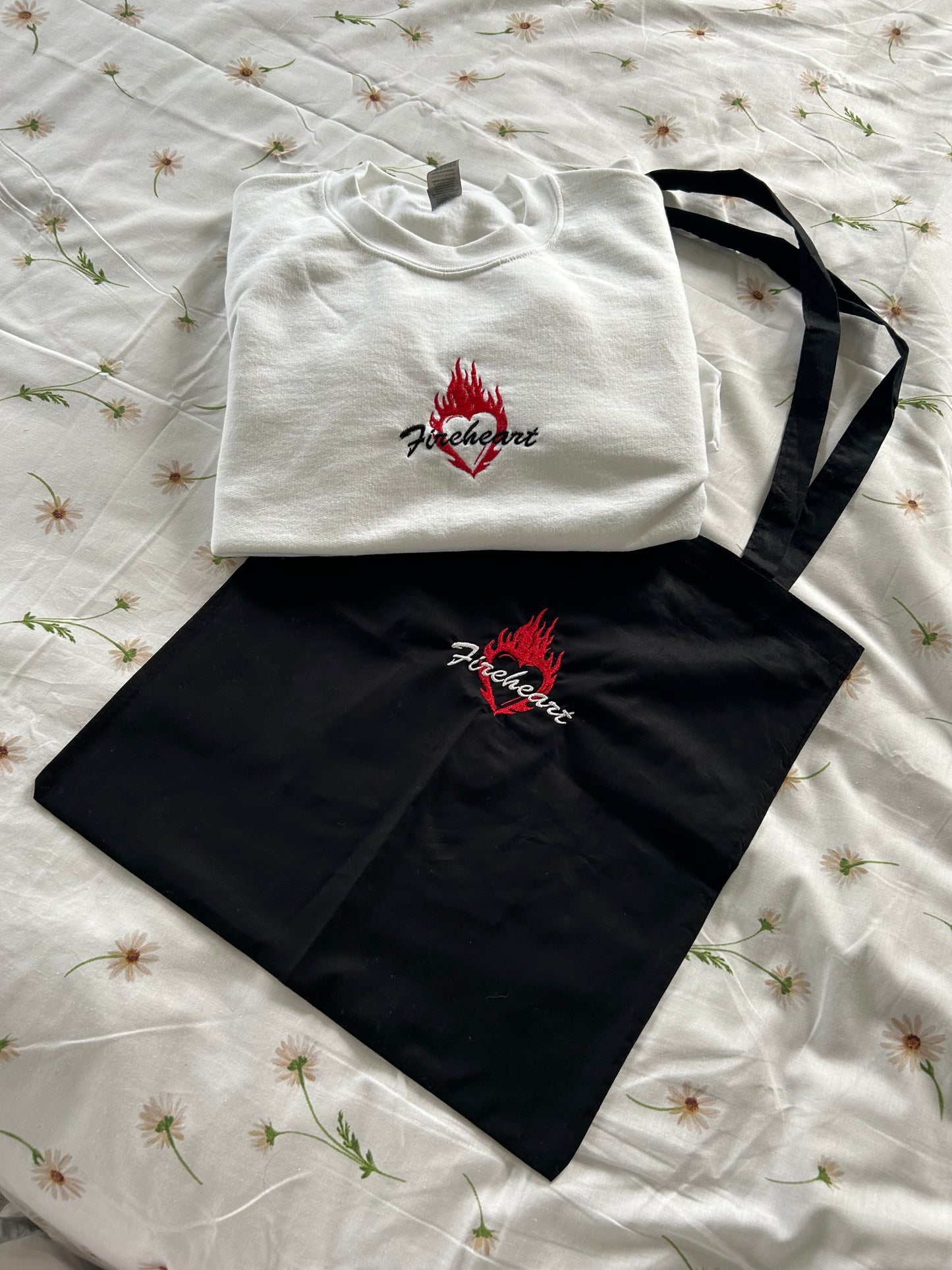 “Fireheart” embroidered tote bag