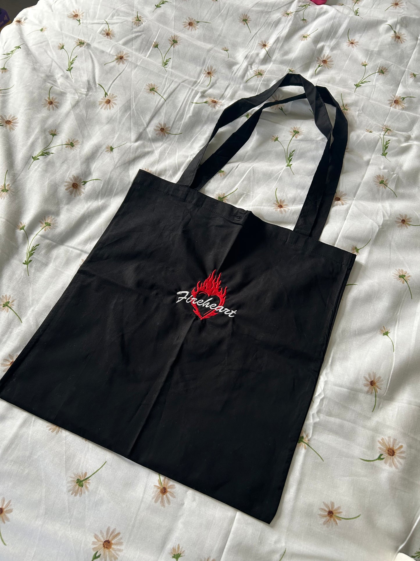 “Fireheart” embroidered tote bag